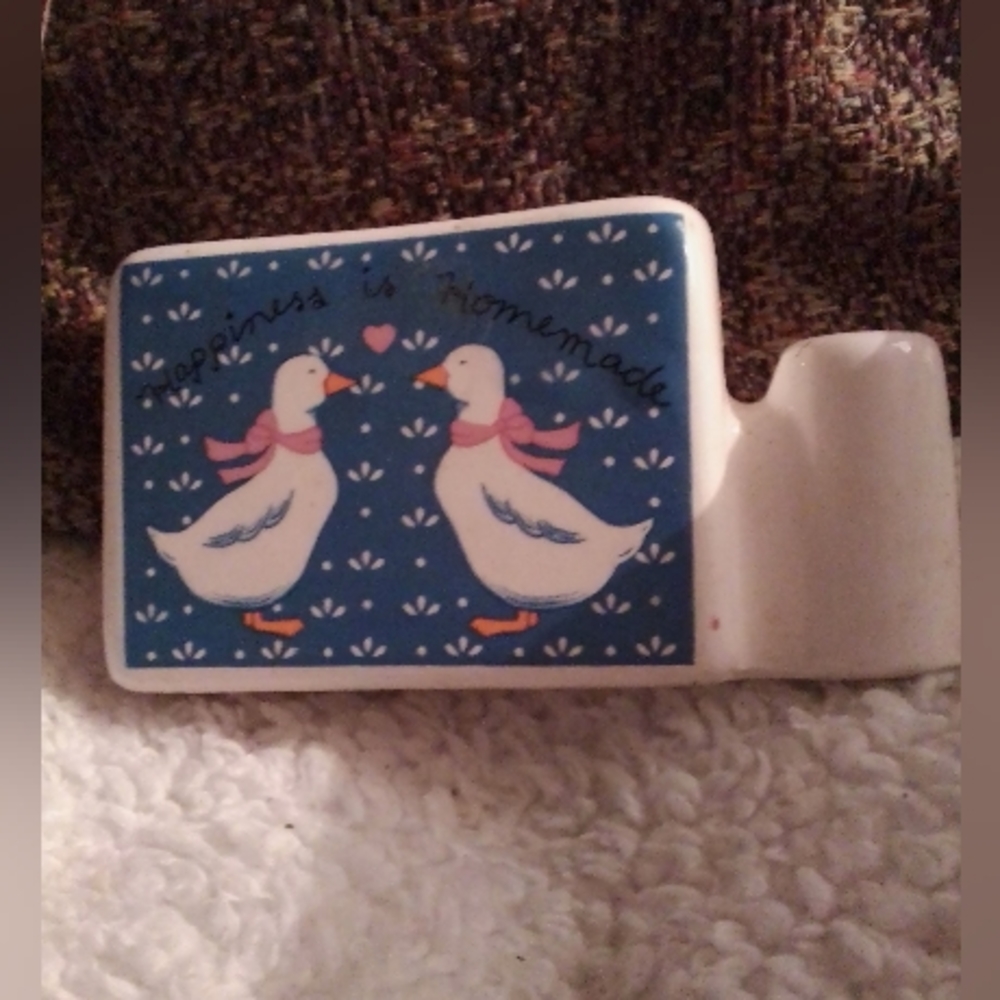 Vintage duck happiness is homemade napkin and toothpick holder